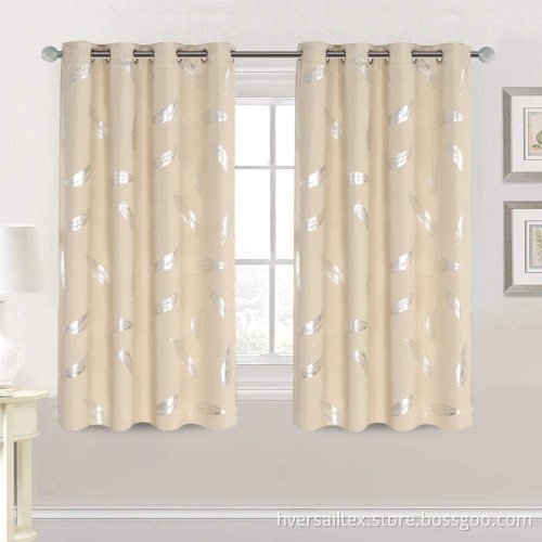 Feather Pattern Silver Foil Printed Window Curtain